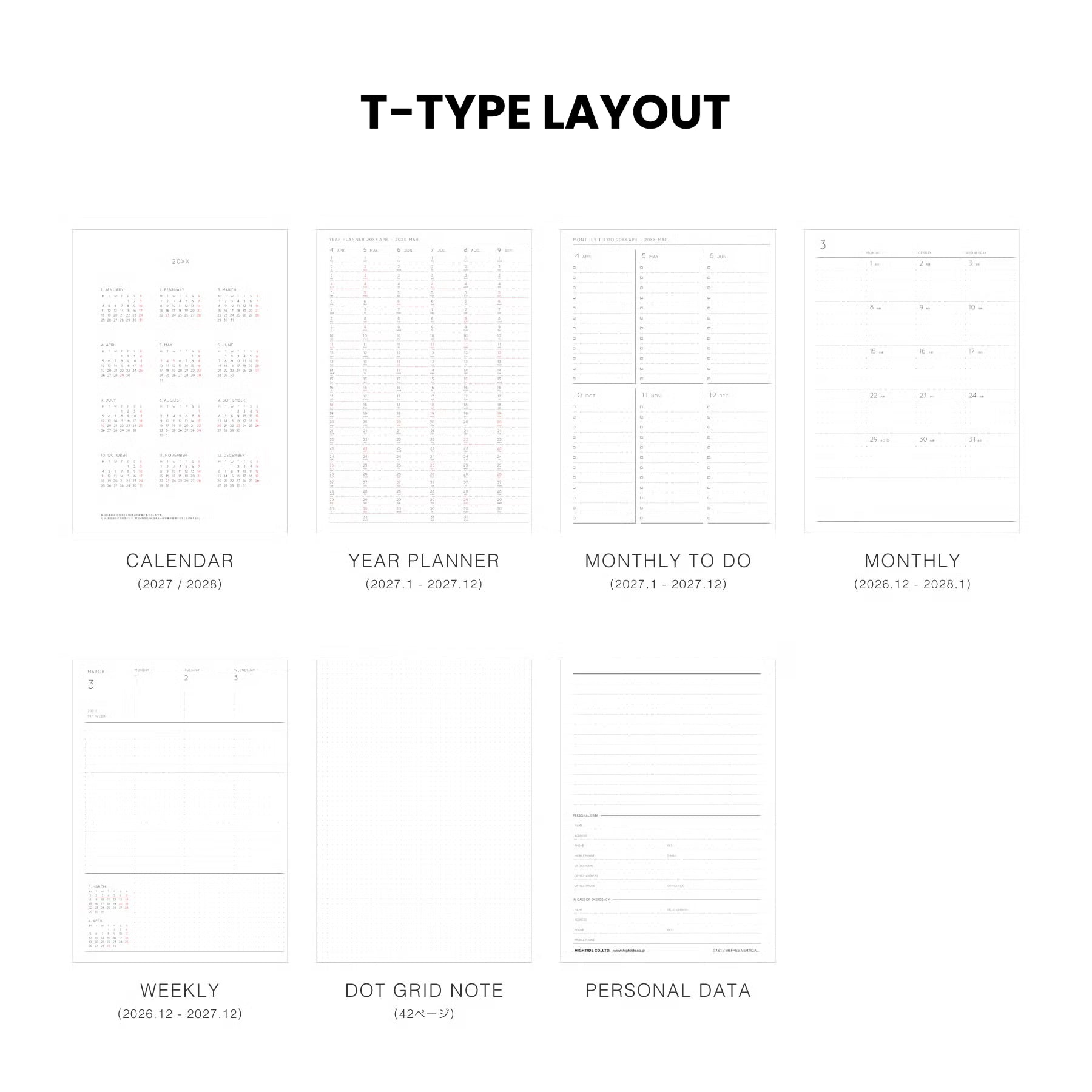 2027 Weekly Planner Lepre B6