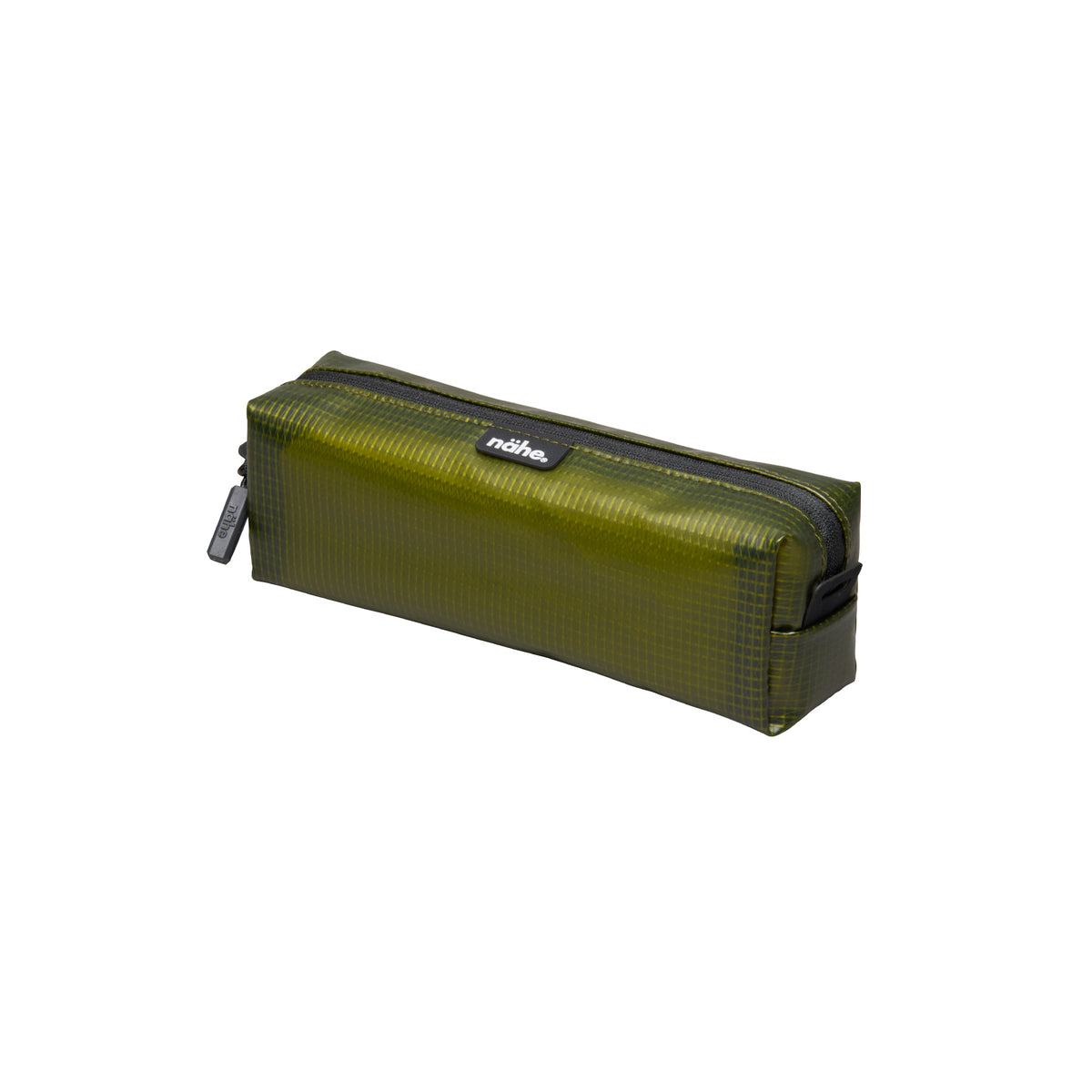 Nähe Soft Grid Pouch in Green, a rectangular grid-textured zip case with dark zipper and pull tab.