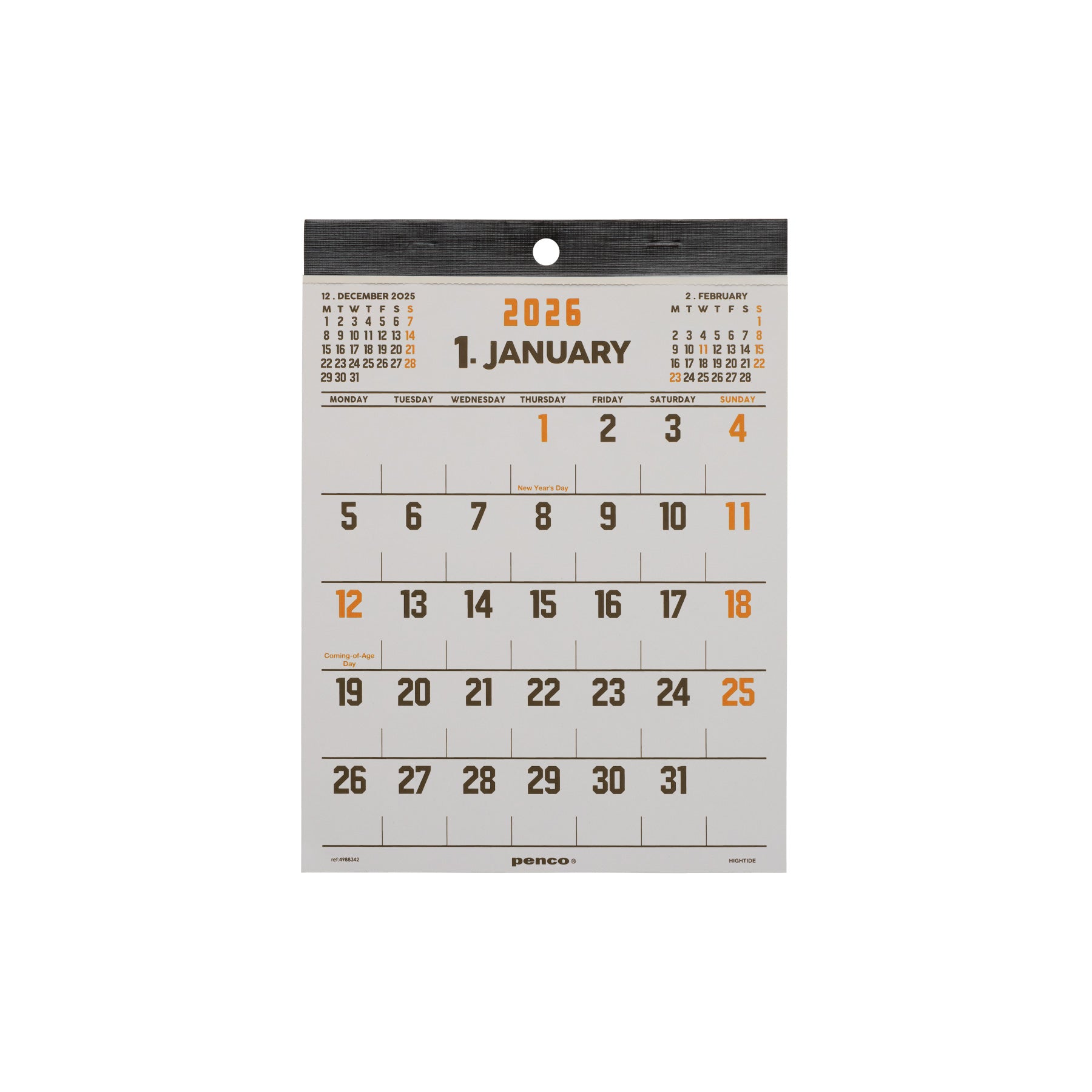 2026 Wall Calendar / A5