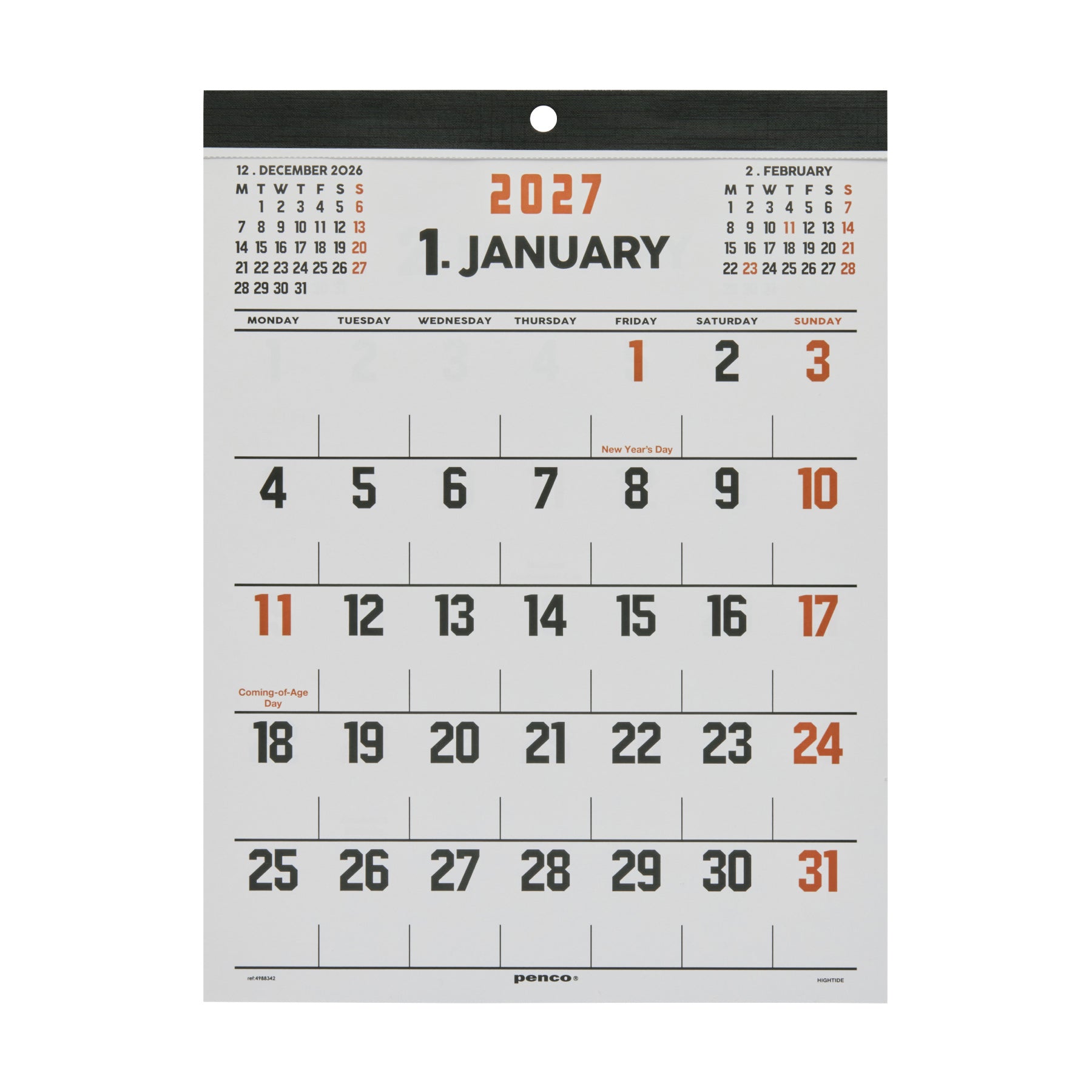 2027 Wall Calendar / A4