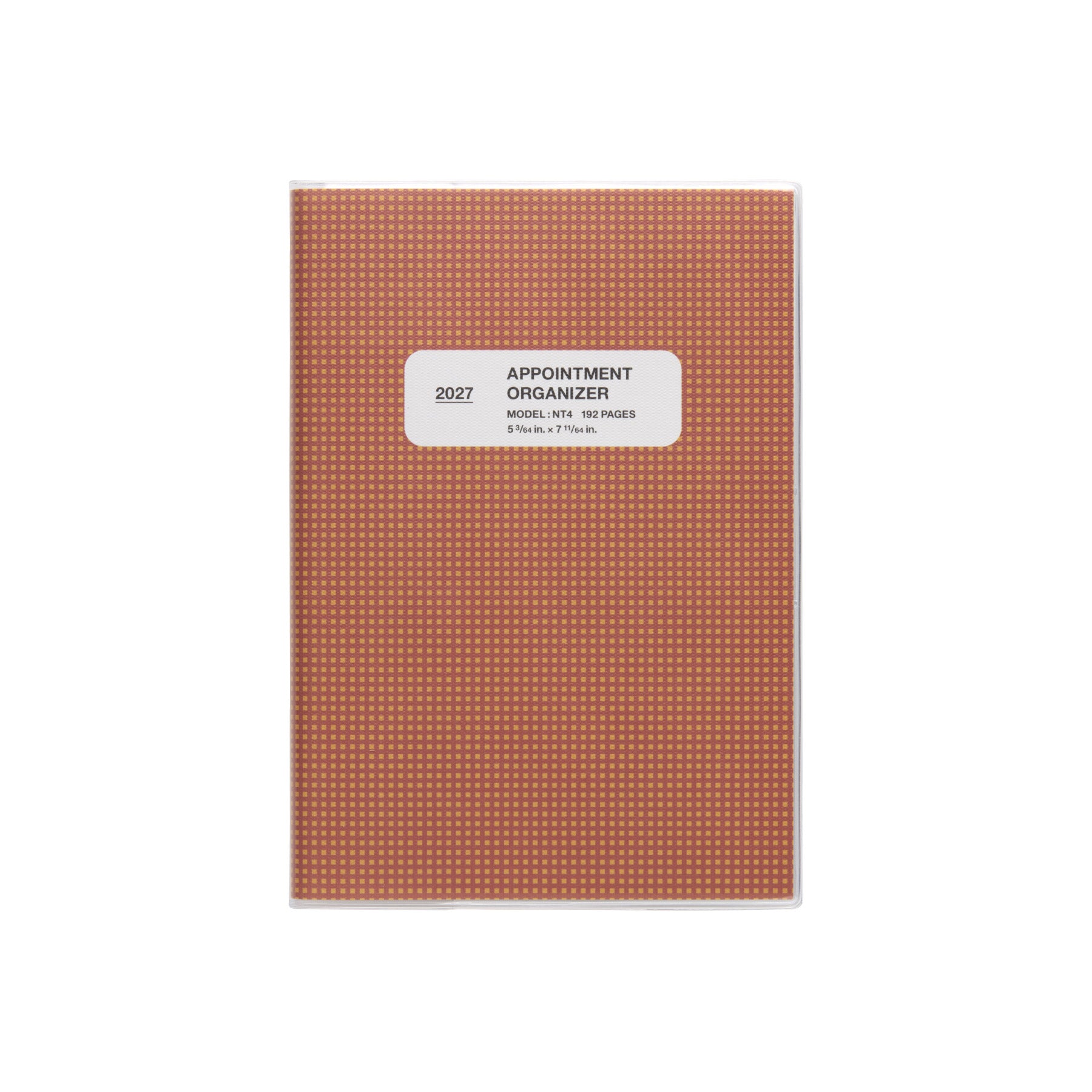 Hightide 2027 Reno B6 weekly planner in Orange check pattern with white "Appointment Organizer" label.