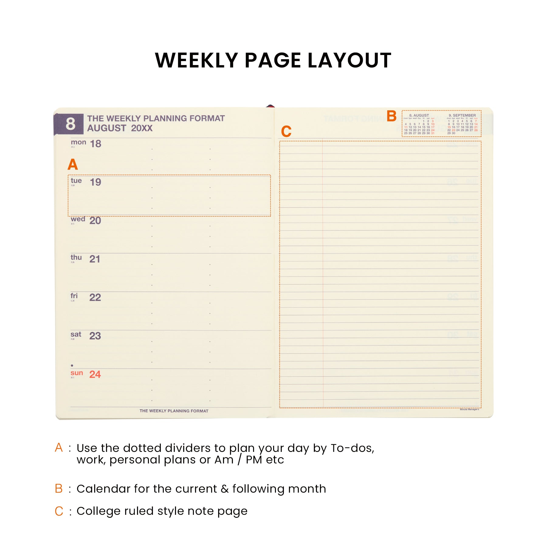 2027 Weekly Planner Minute Manager EX A5 LEFT
