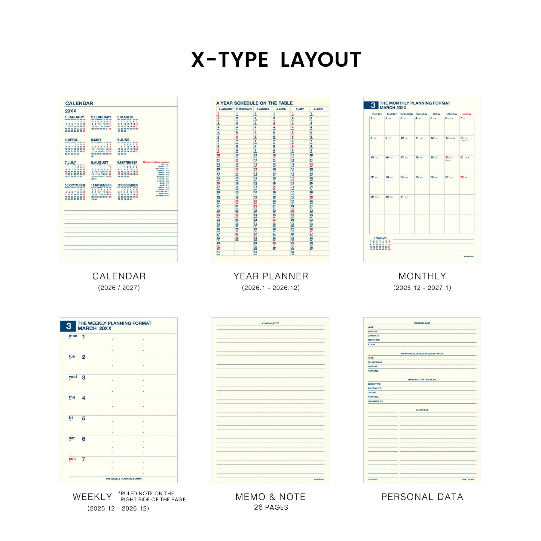 2026 Weekly Planner Minute Manager A5 LEFT