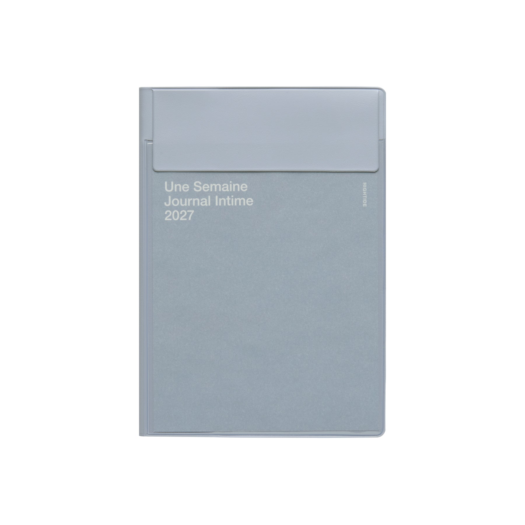 Hightide Une Semaine Journal Intime 2027 B6 weekly planner in Light Gray with clear lidded cover pocket.