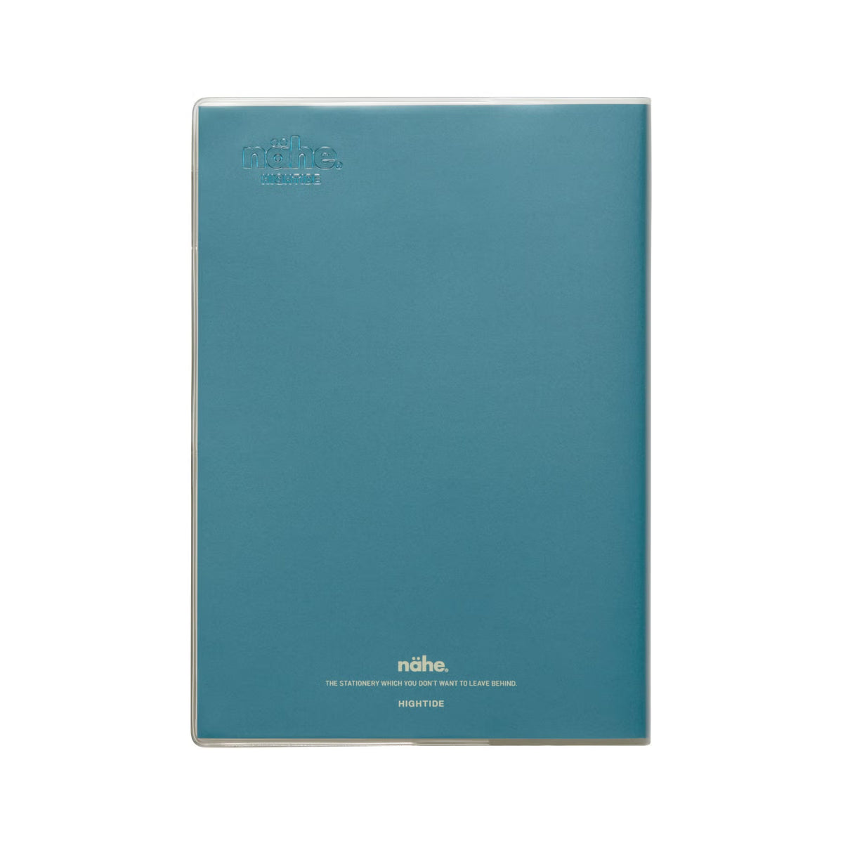 Nähe A5 weekly planner in Blue, front cover with clear protective jacket and embossed logo.