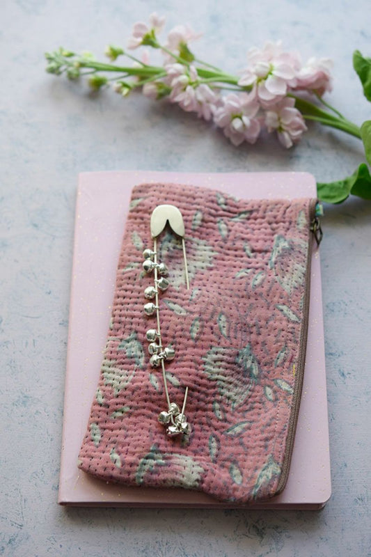 Fog linen work / Silver Safety Pin Bell / Medium