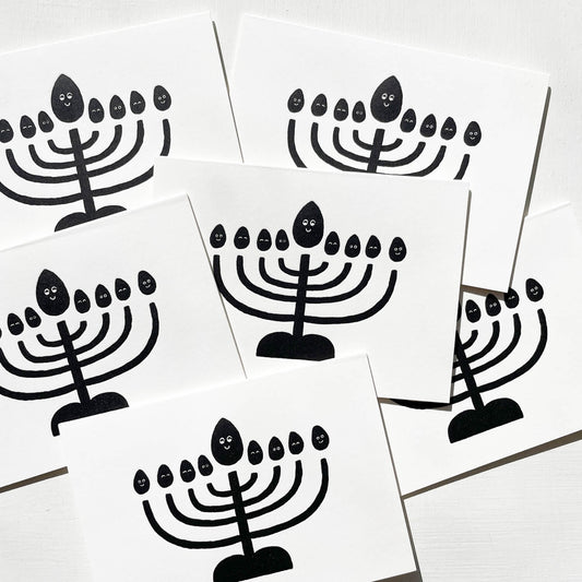 Letterpress Card Set of 6 / Hanukkah Menorah