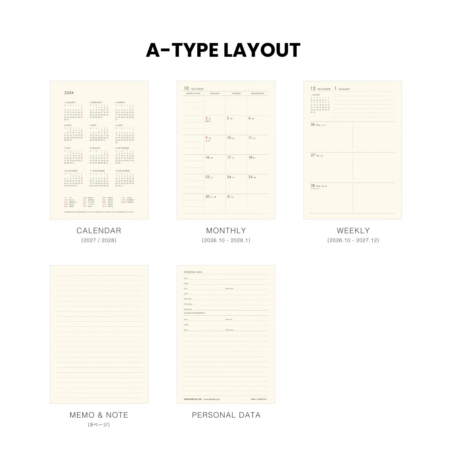 2027 Weekly Planner Lepre A6
