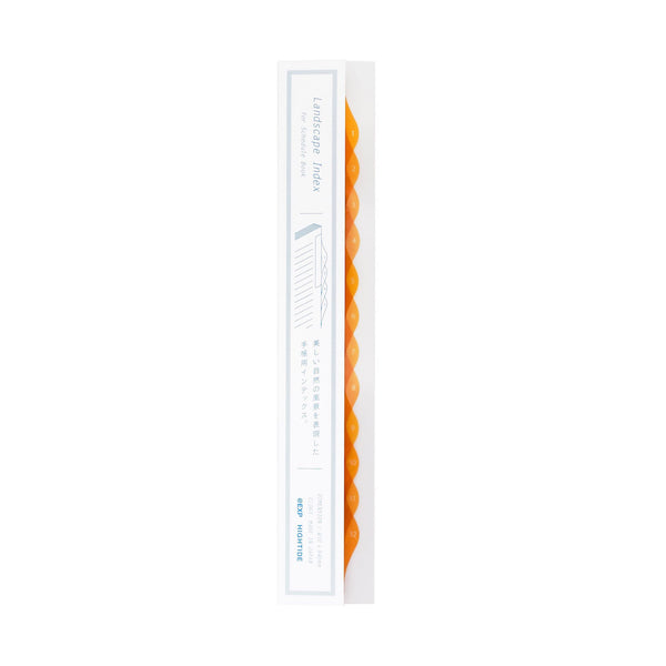 Hightide Landscape Index in Orange, numbered wave-shaped monthly tabs in slim white packaging.