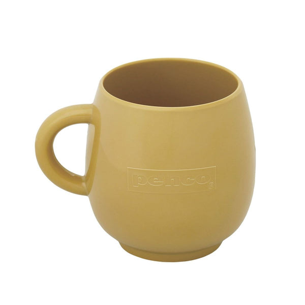 Penco melamine mug in Yellow with a rounded body, loop handle and embossed logo on the front.