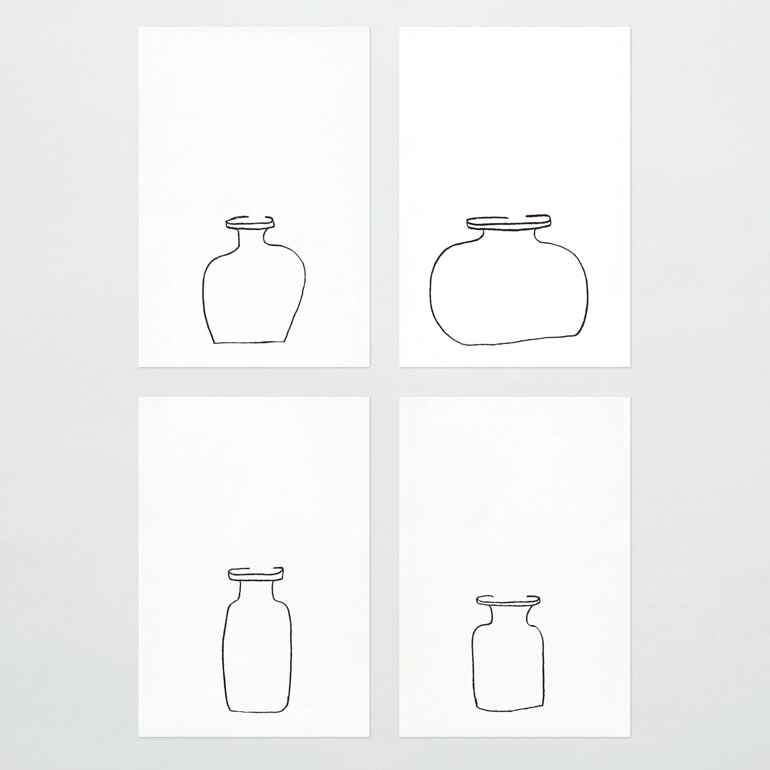 Glass Bottle Card set of 4 / Papier Labo.