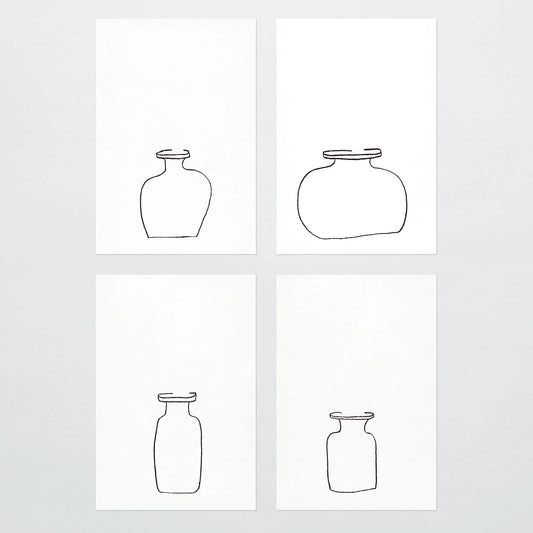 Glass Bottle Card set of 4 / Papier Labo.