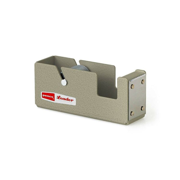 Penco Ivory hammer tone steel tape dispenser with red logo label and serrated metal cutting edge.