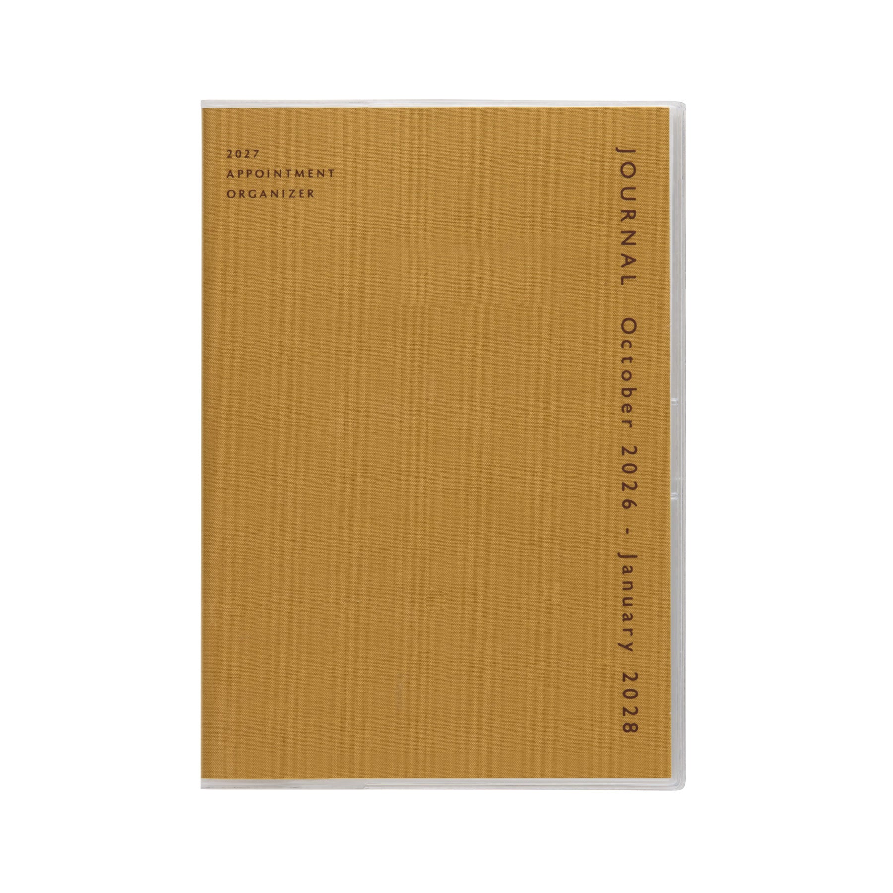 Hightide 2027 Coton A5 monthly planner in Yellow with clear protective cover and dated spine text.