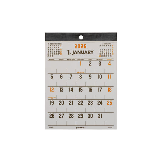 2026 Wall Calendar / A5