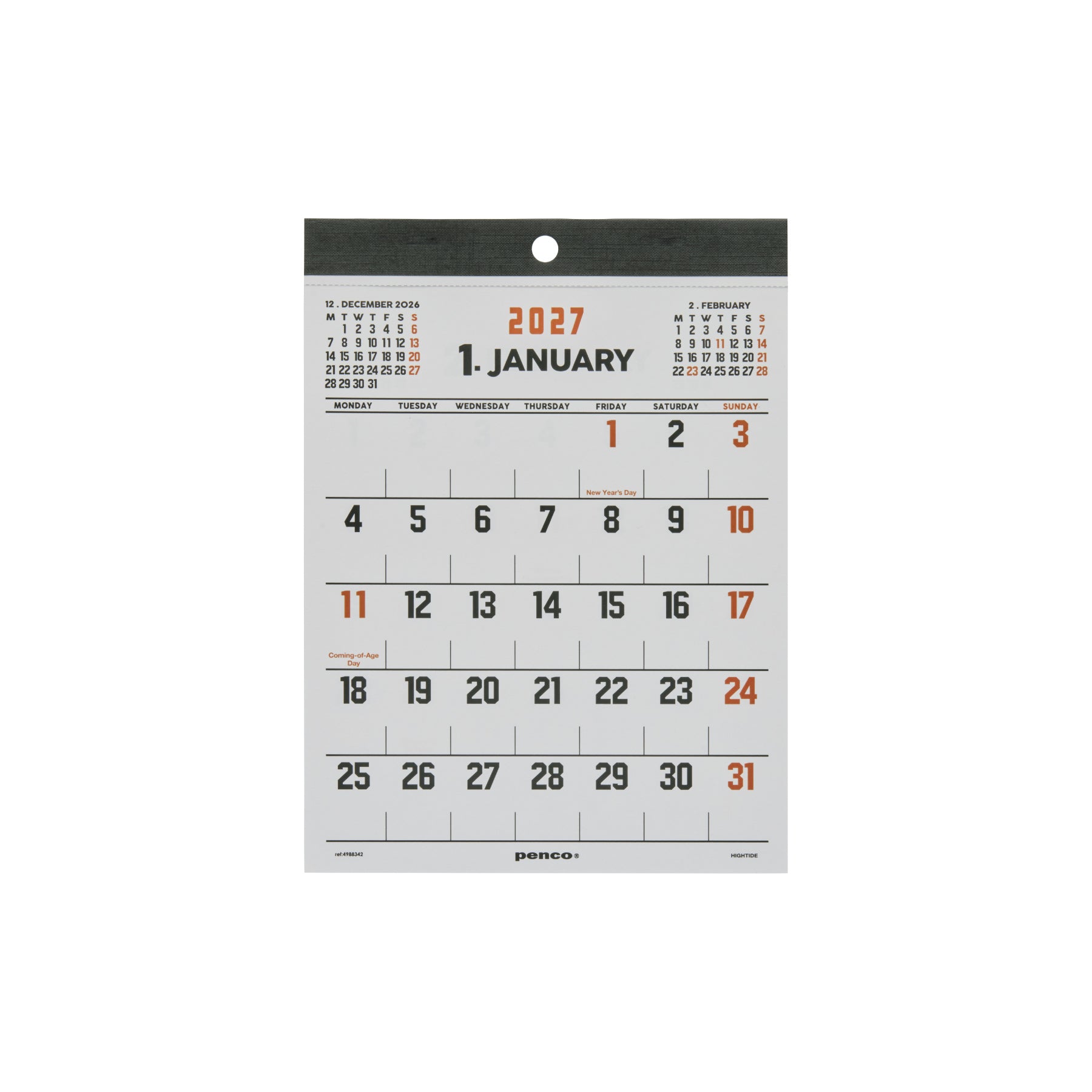 2027 Wall Calendar / A5