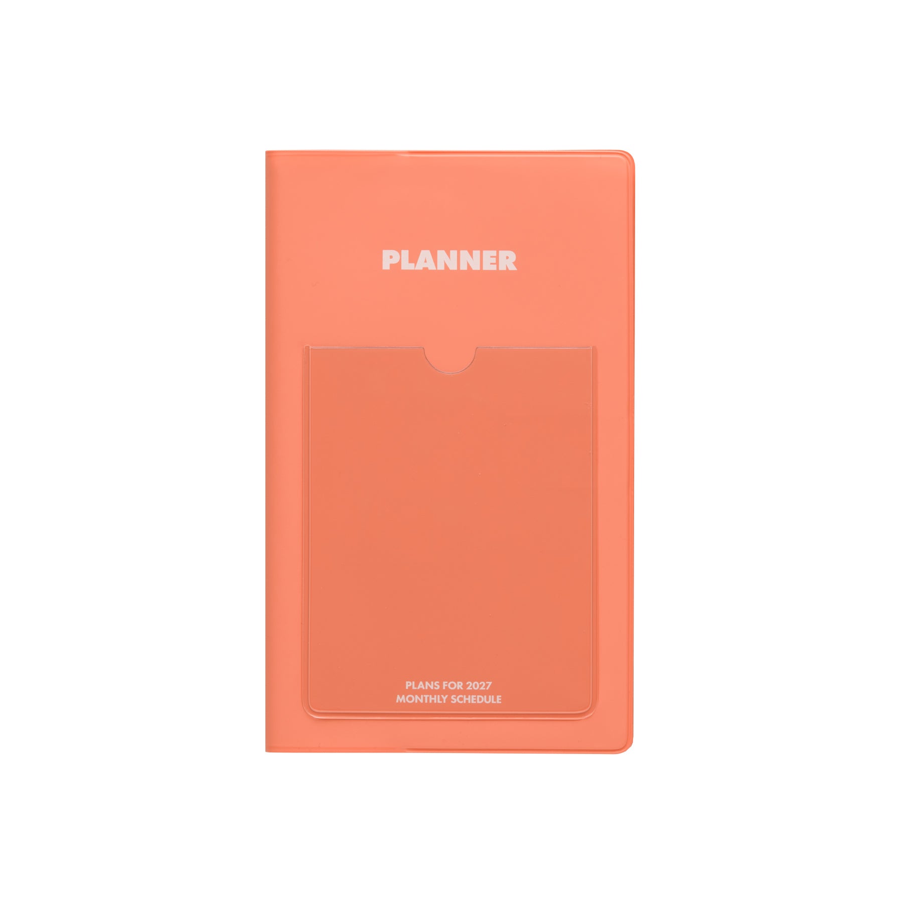 Hightide Shine B6 Slim 2027 monthly planner in Pink with a front pocket and white PLANNER logo.