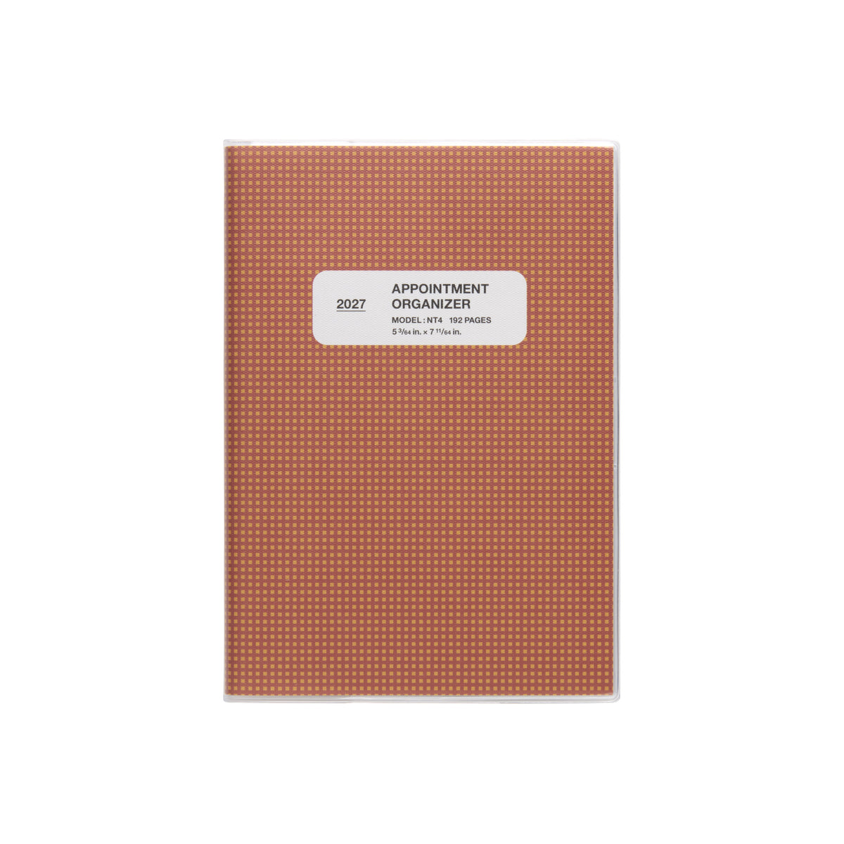 Hightide 2027 Reno B6 weekly planner in Orange check pattern with white "Appointment Organizer" label.