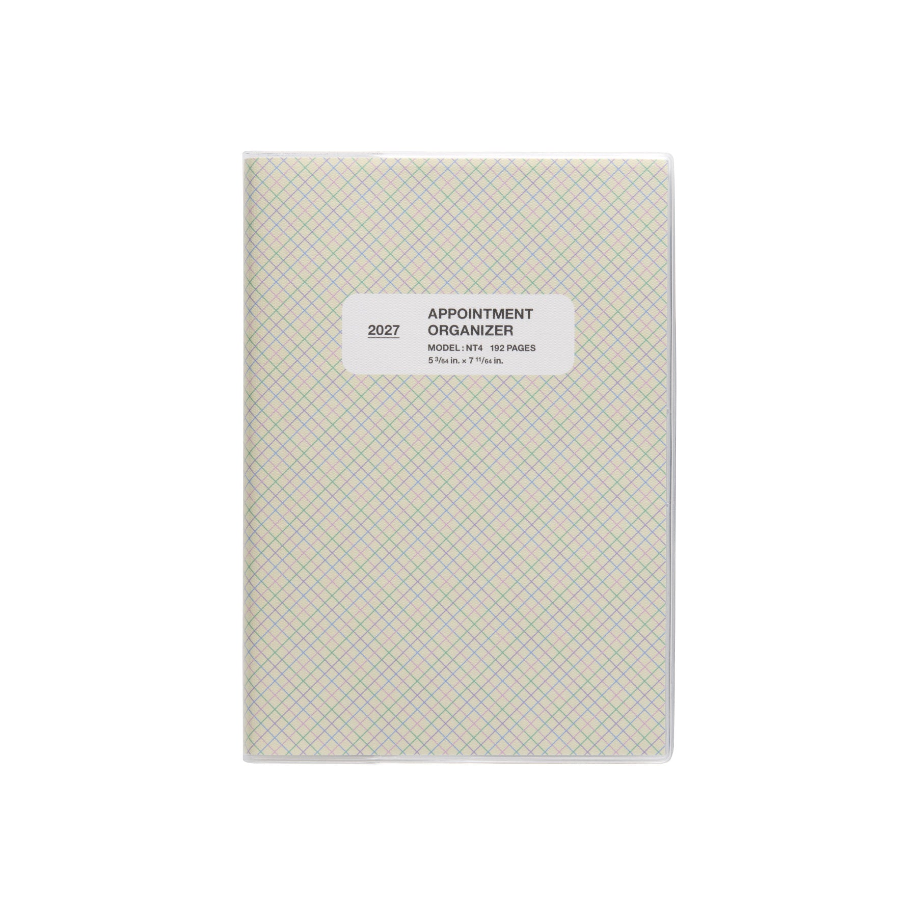 Hightide 2027 Reno B6 weekly planner in White with a green and blue check pattern and label reading "Appointment Organizer".