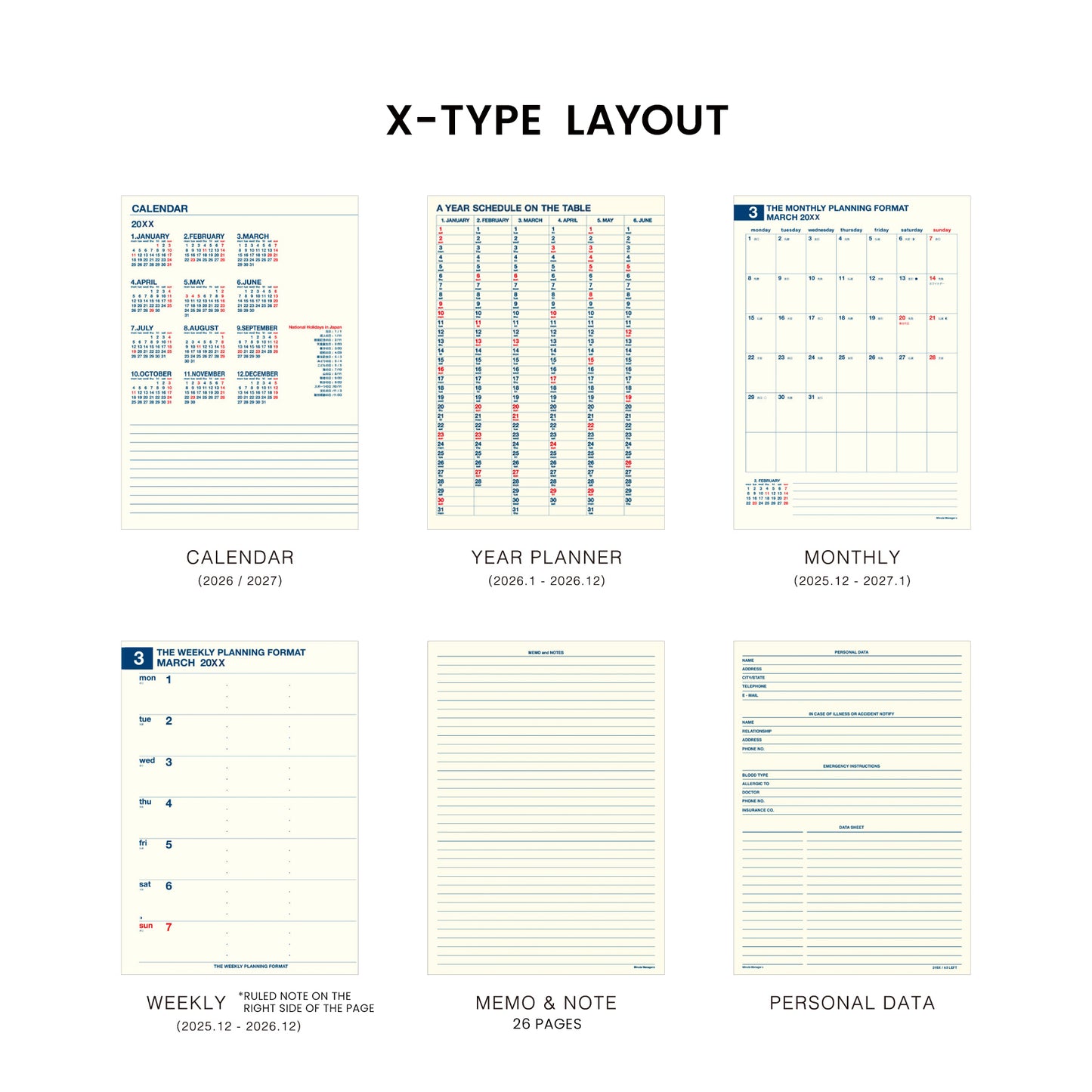 2026 Weekly Planner Minute Manager EX A5 LEFT