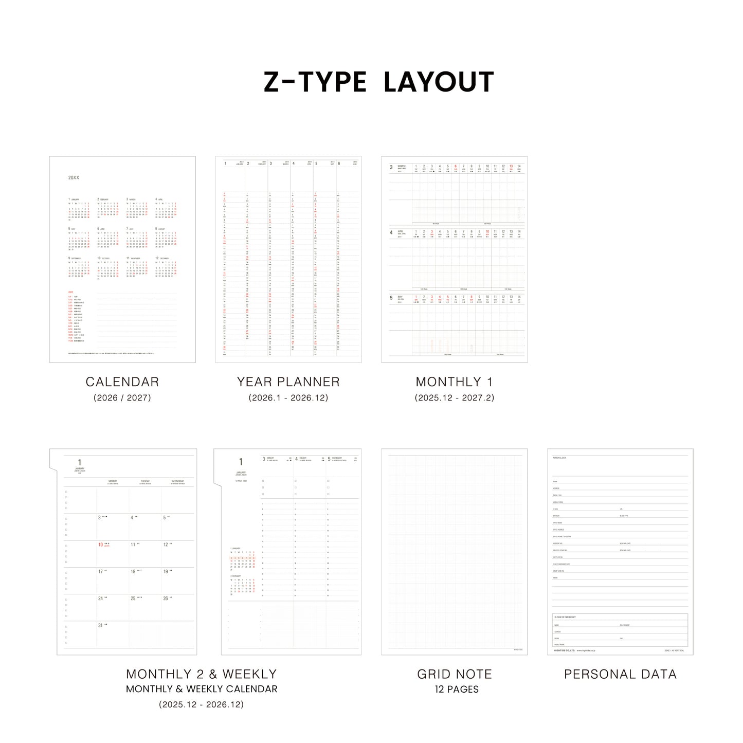 2026 Weekly Planner Nähe A5 Vertical