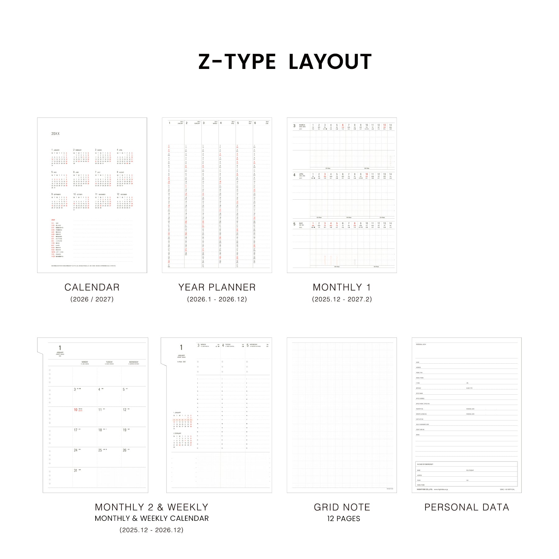 2026 Weekly Planner Nähe A5 Vertical