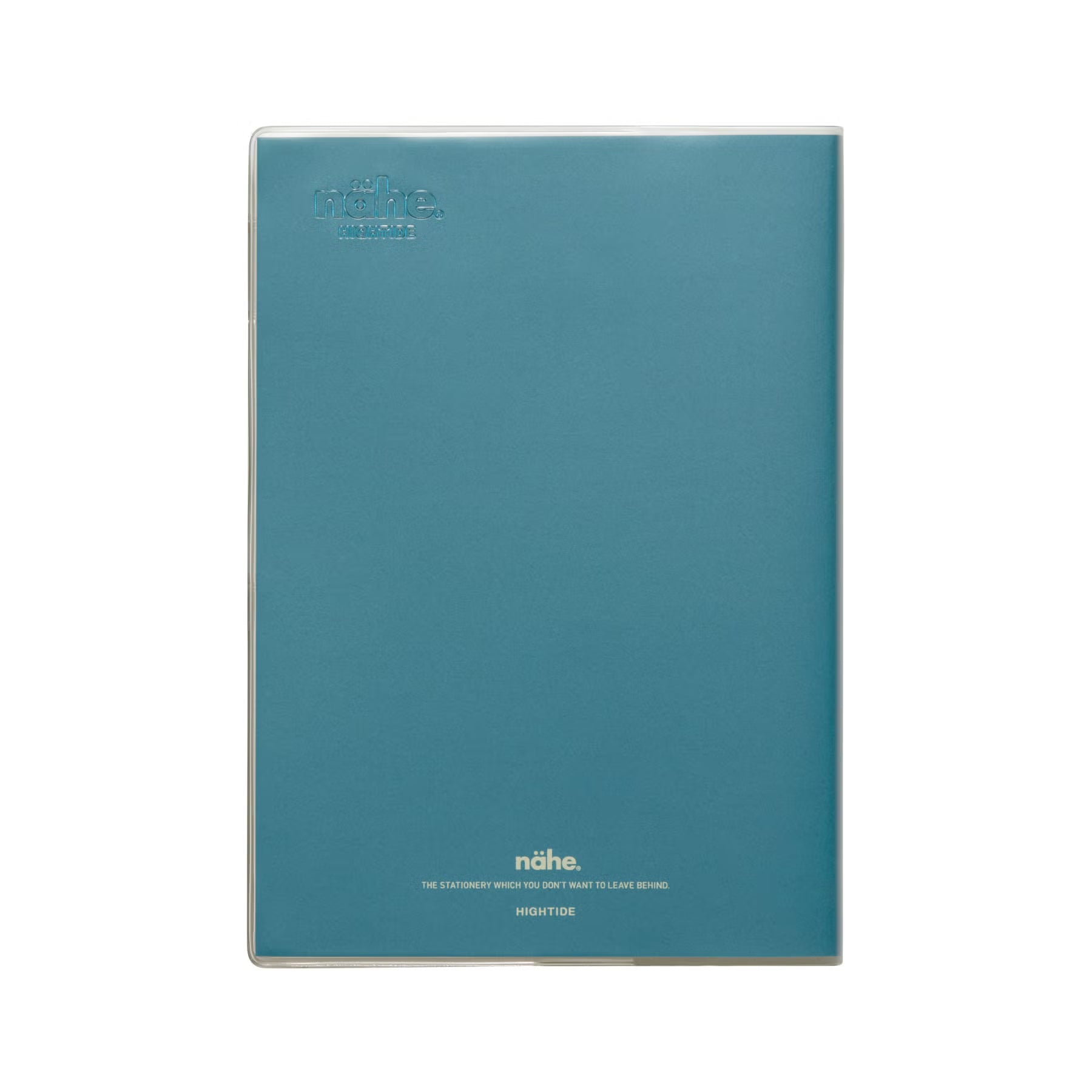 Nähe A5 weekly planner in Blue, front cover with clear protective jacket and embossed logo.