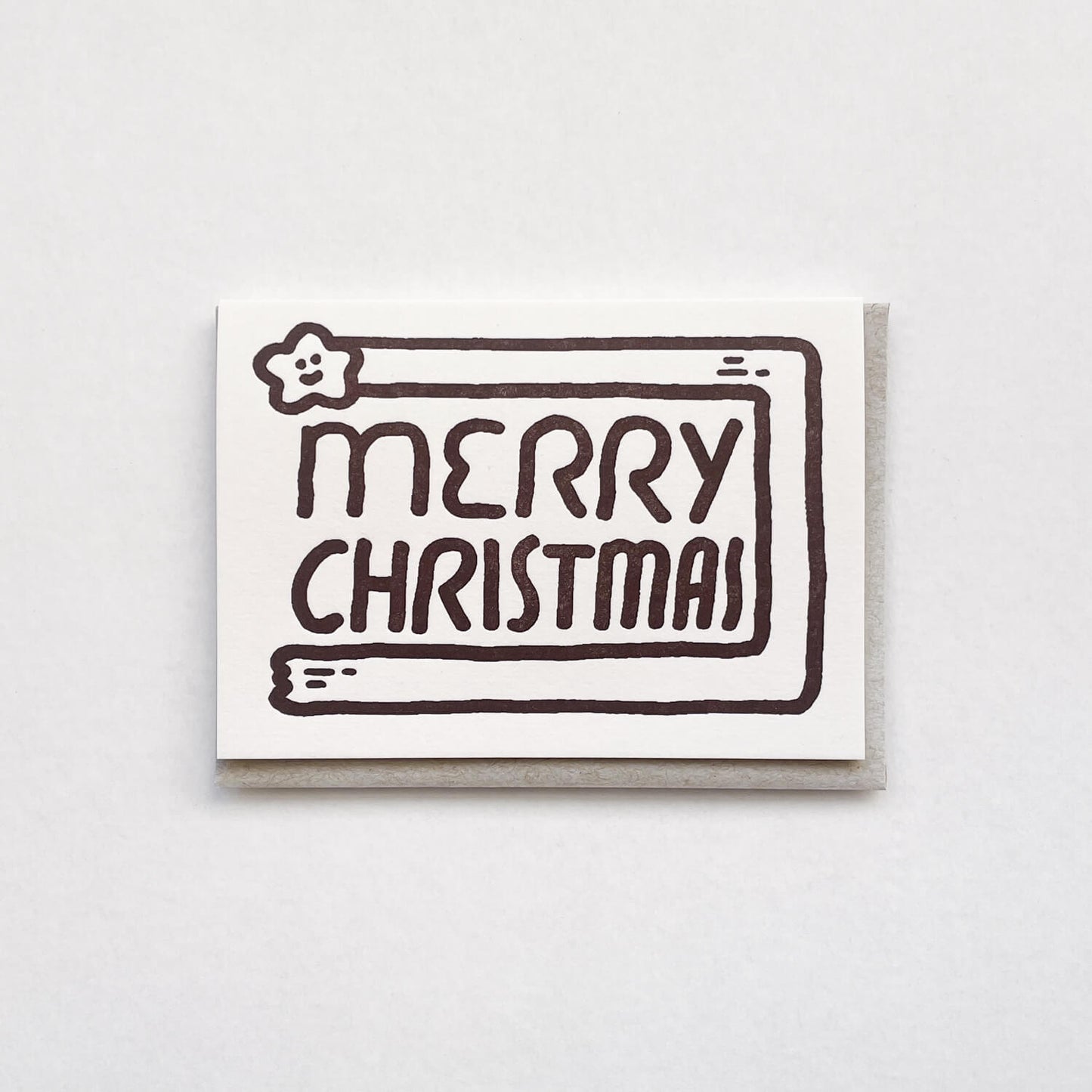 Letterpress Card/ Merry Christmas Turning Star