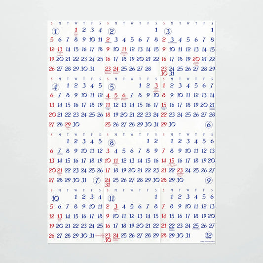 2025 Wall Calendar / Papier Labo.