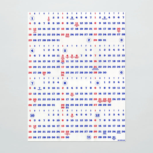 2026 Wall Calendar / Papier Labo.