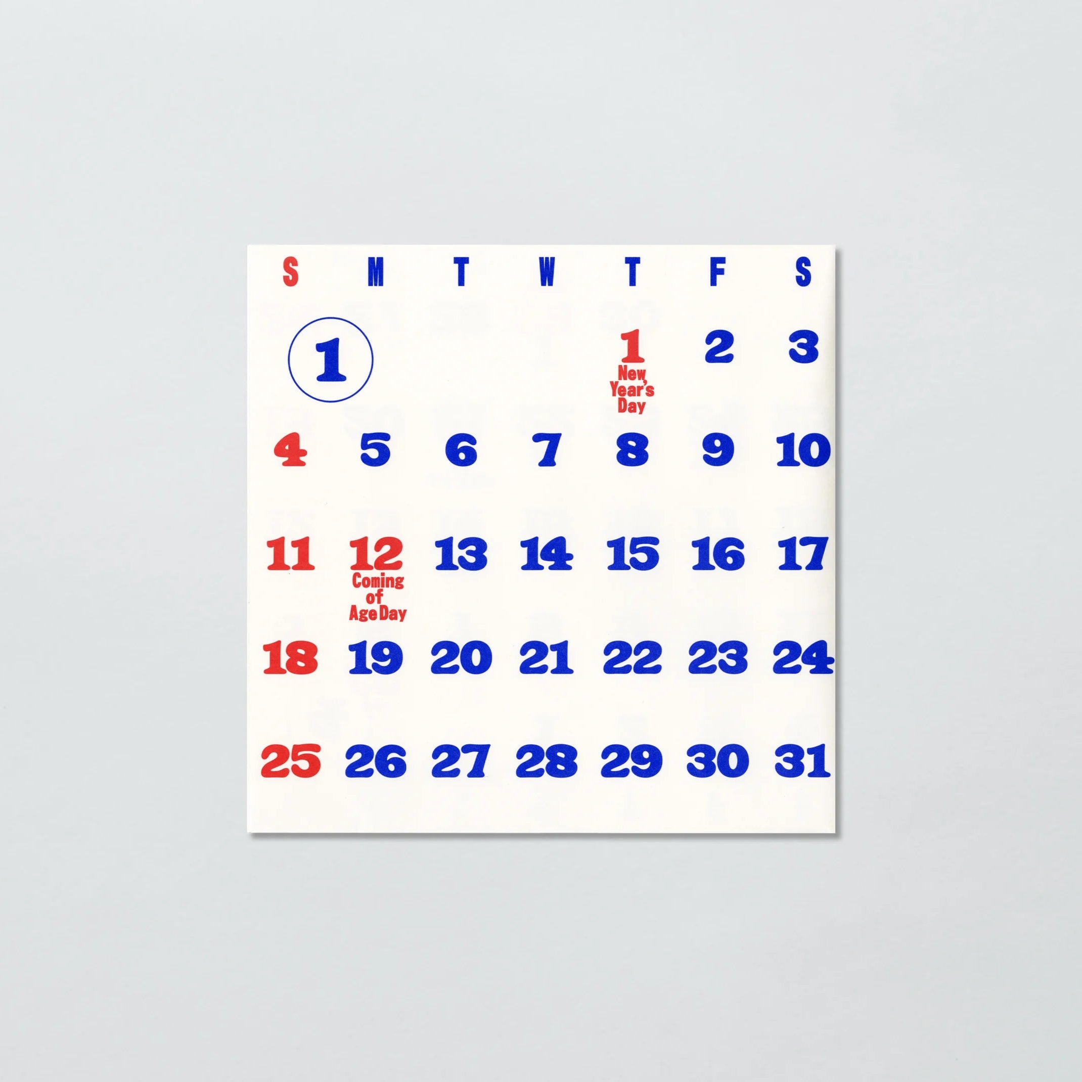 2026 Wall Calendar / Papier Labo.