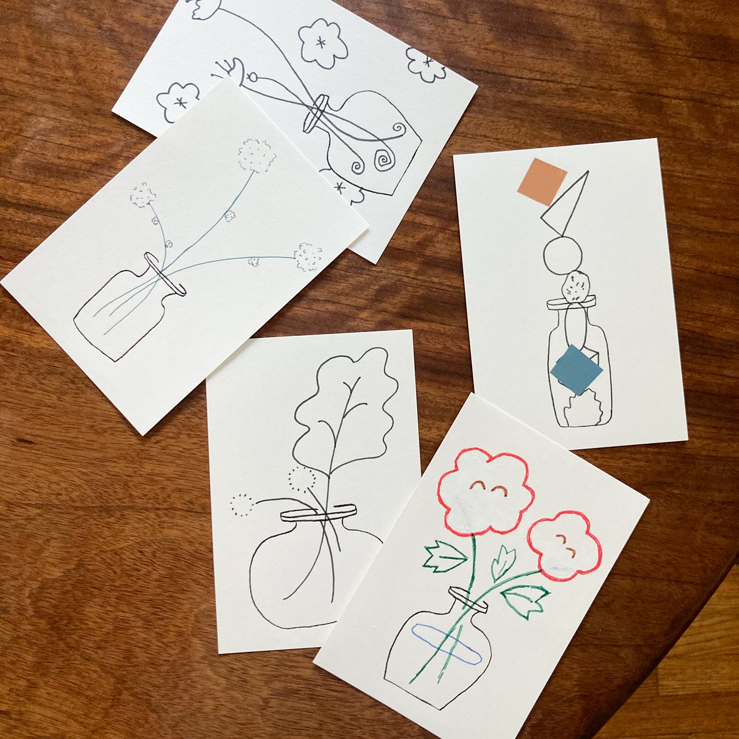 Glass Bottle Card set of 4 / Papier Labo.