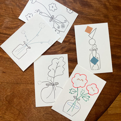 Glass Bottle Card set of 4 / Papier Labo.