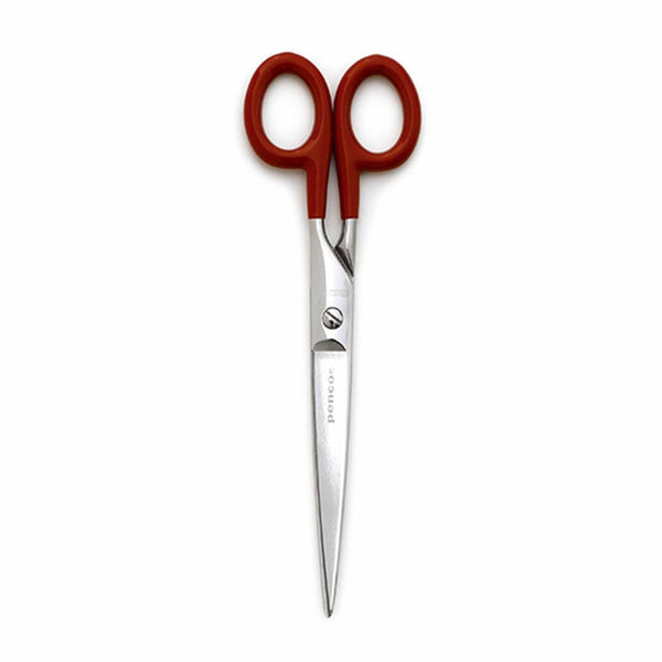 Penco stainless steel scissors with Red PVC-coated handles, closed blades pointing down.