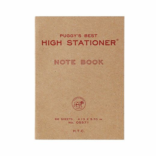 Hightide kraft paper pocket notebook with Puggy's Best High Stationer Note Book printed in Red