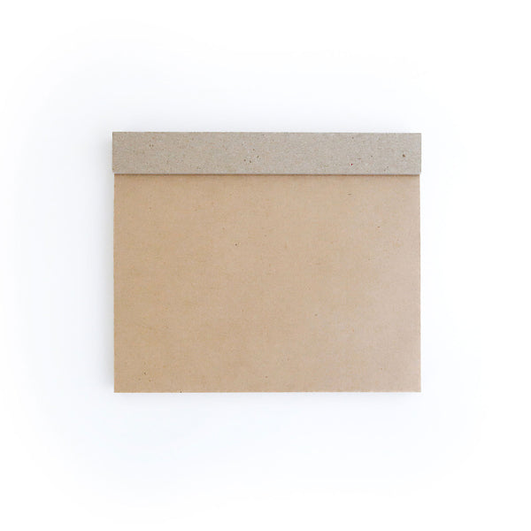 Ito Bindery A6 drawing pad seen from the back, showing Kraft cover and Gray cardboard binding strip.