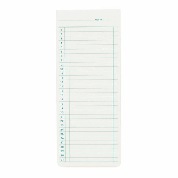 Penco White sticky memo pad printed with green ruled lines, numbered 1 to 31, and a MONTH label at top.