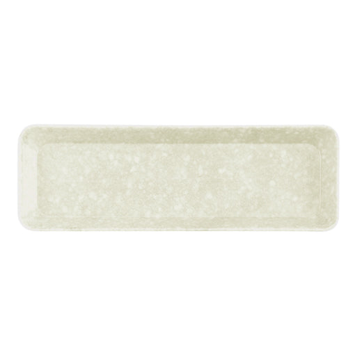 Hightide Marble Pen Tray in Ivory, a long rectangular melamine tray with mottled marble finish, seen from above.