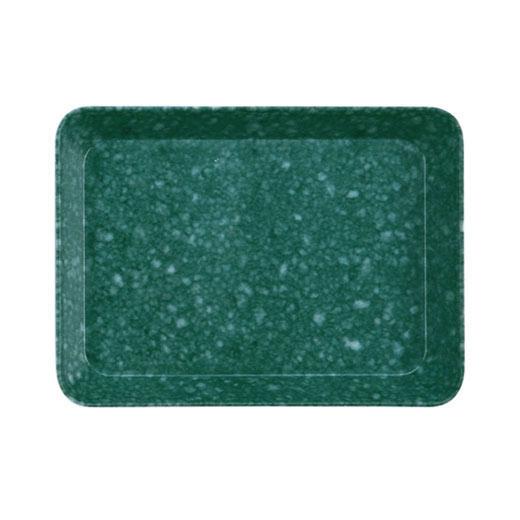 Hightide small rectangular melamine desk tray in Dark Green with a speckled marble pattern, seen from above.