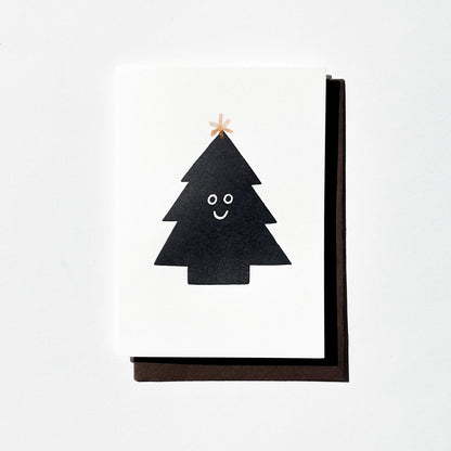 Letterpress Card/ Holiday Black Tree