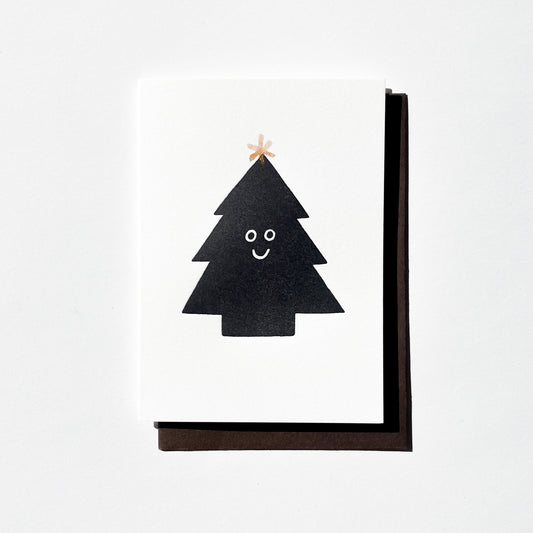 Letterpress Card/ Holiday Black Tree