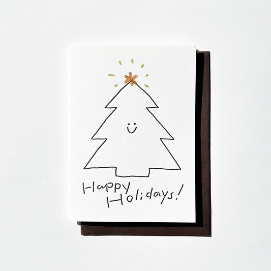 Letterpress Card/ Holiday White Tree