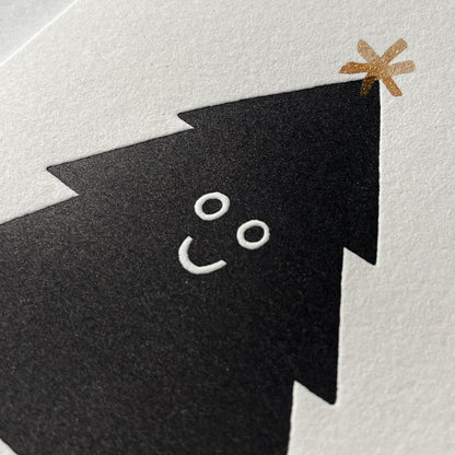 Letterpress Card/ Holiday Black Tree