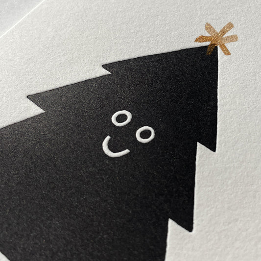 Letterpress Card/ Holiday Black Tree