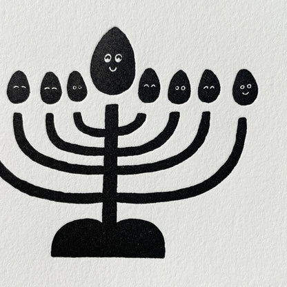 Letterpress Card/ Hanukkah Menorah