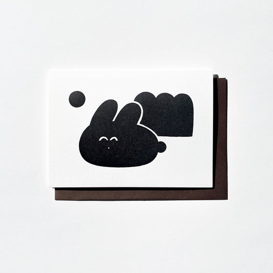 OITAMA Letterpress Card/ Rabbit and Moon