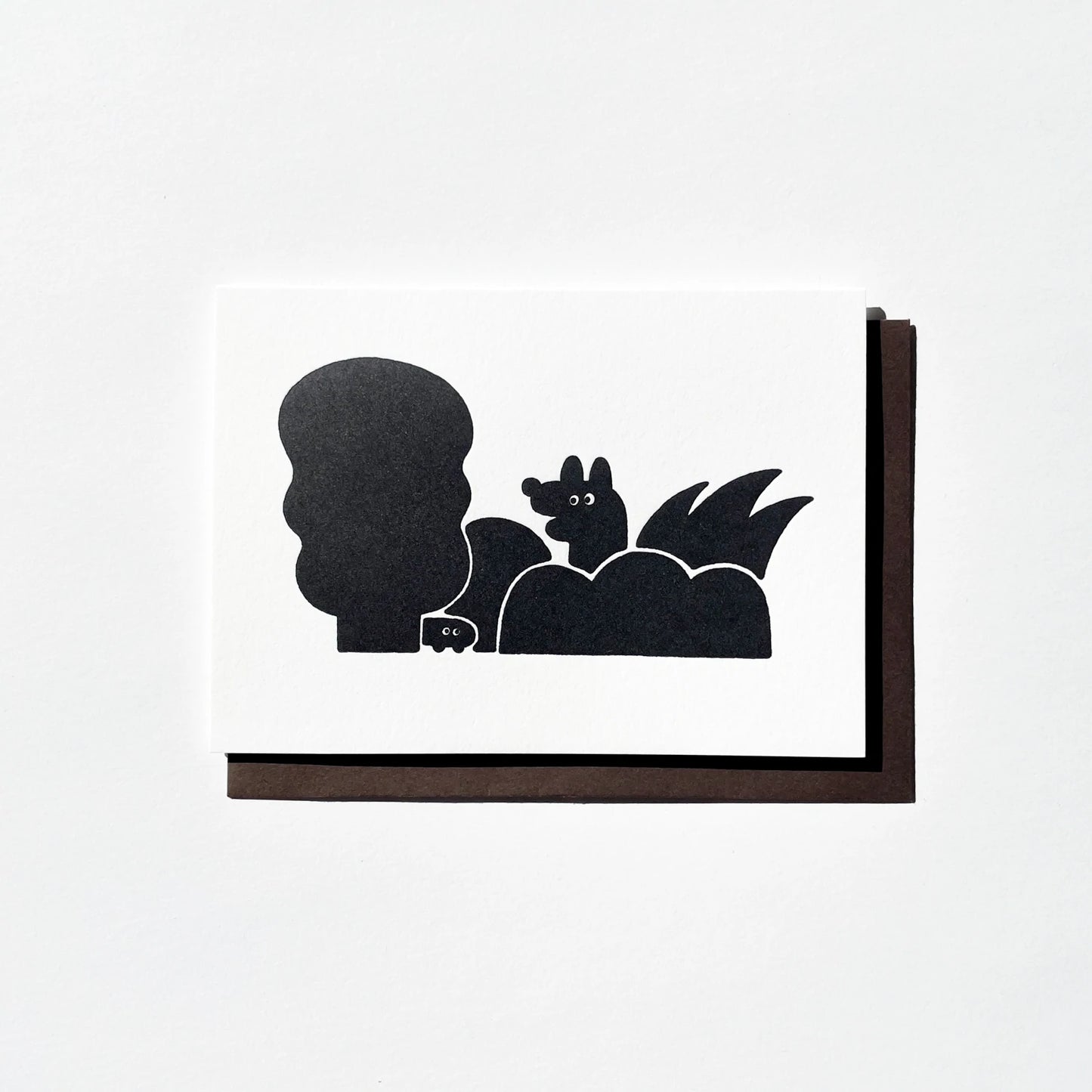 Letterpress Card/ Coyote and Caterpillar in Bush