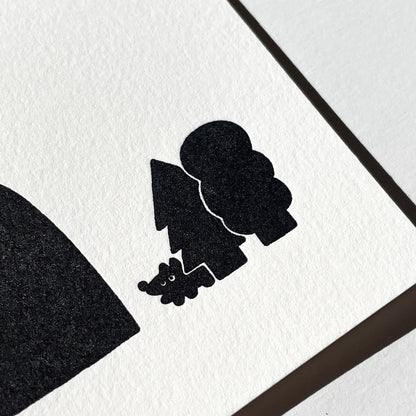 Letterpress Card/ Coyote and Mountain