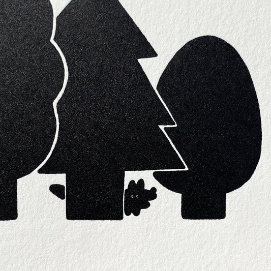 Letterpress Card/ Coyote in Forest