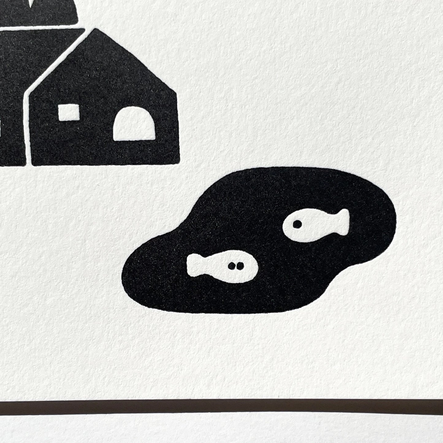 Letterpress Card/ Pond and House